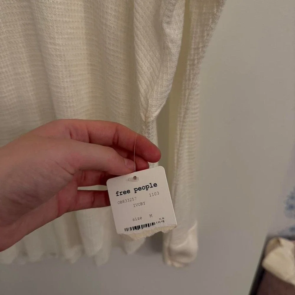 Free People cream thermal lace top — brand new with tags